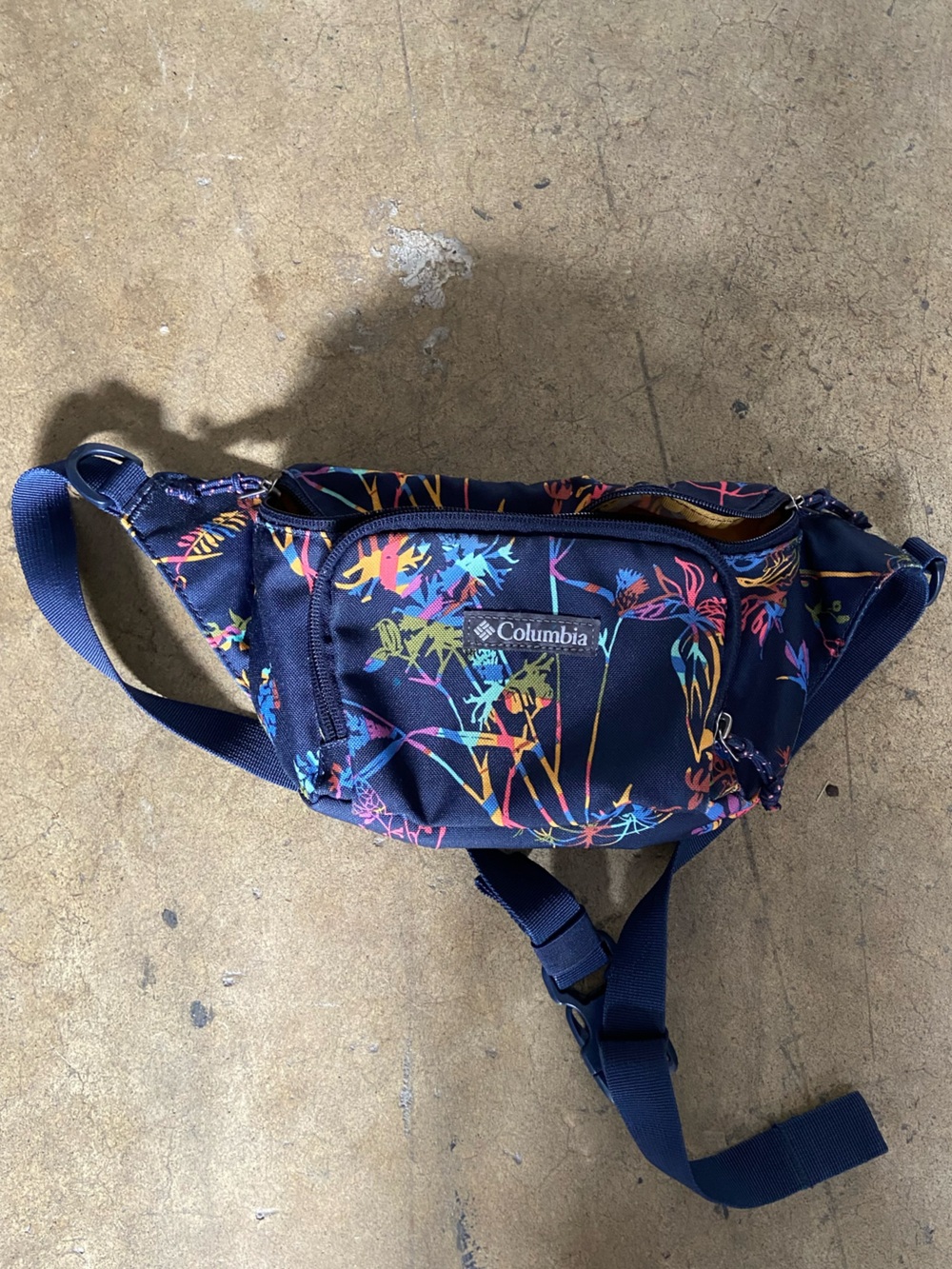 Columbia Navy Multicolor Floral Sling Belt Bag